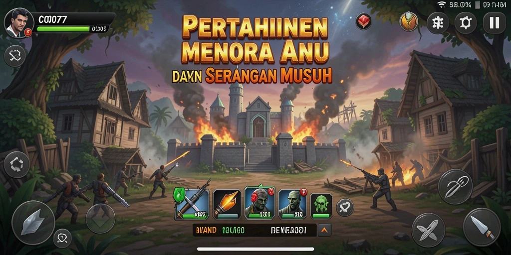 Gameplay seru C0077 dalam mempertahankan menara dari serangan musuh.
