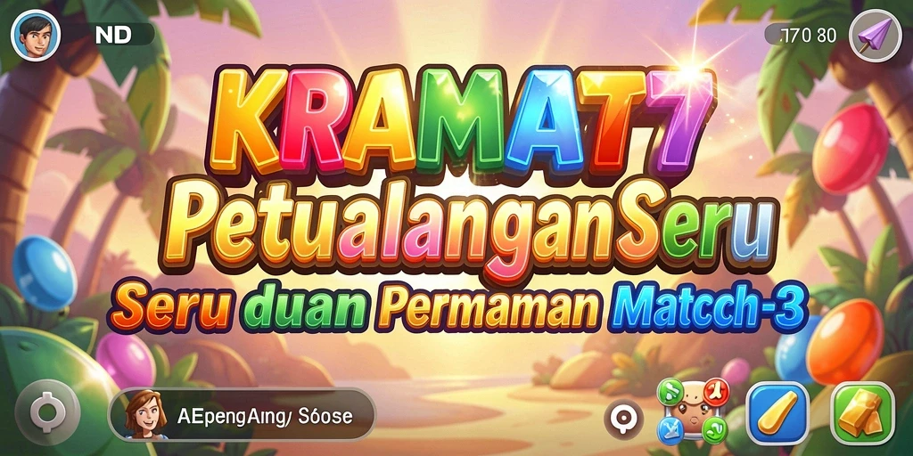 Tampilan gameplay seru dalam KRAMAT77 dengan elemen Match-3 yang menantang.