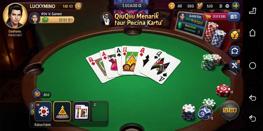 Screenshot game LUCKYMINO menampilkan aksi seru permainan QiuQiu.